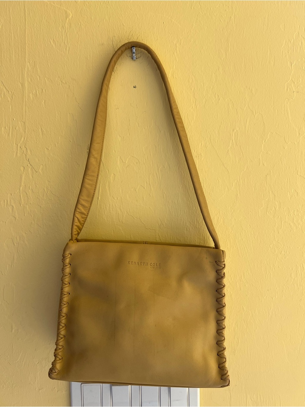 Kenneth Cole Yellow Leather Shoulder Bag with Braided Sides